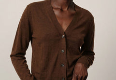 Anais Cashmere Knit Cardigan - Chocolate