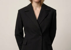 Wasty Fittet Blazer - Grey Pinstripe
